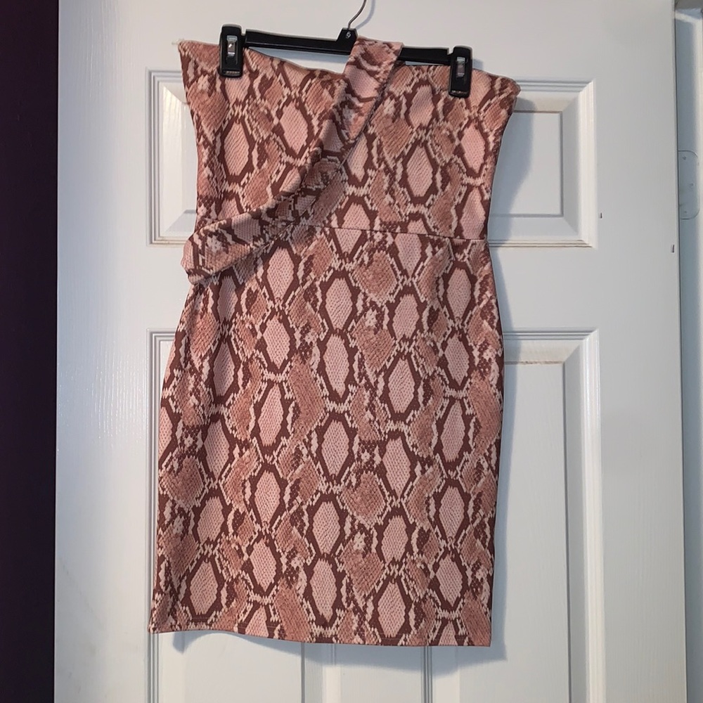 Missguided Pink Snake Print Mini Dress, Size (US 8